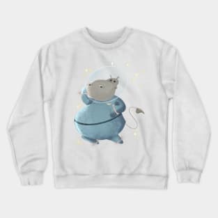 Hippopotamus in Space Crewneck Sweatshirt